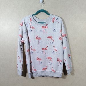 02508 L.A. Soul heather gray flamingo print sweatshirt L NWT